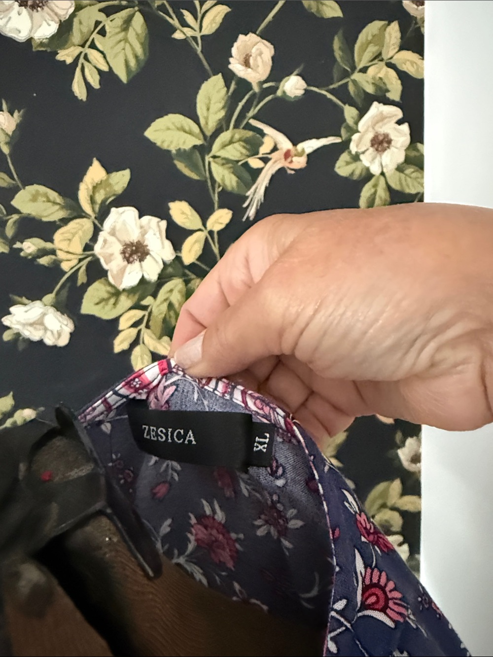 Floral Wrap Maxi Dress in Navy and Pink - Picture 2 of 3